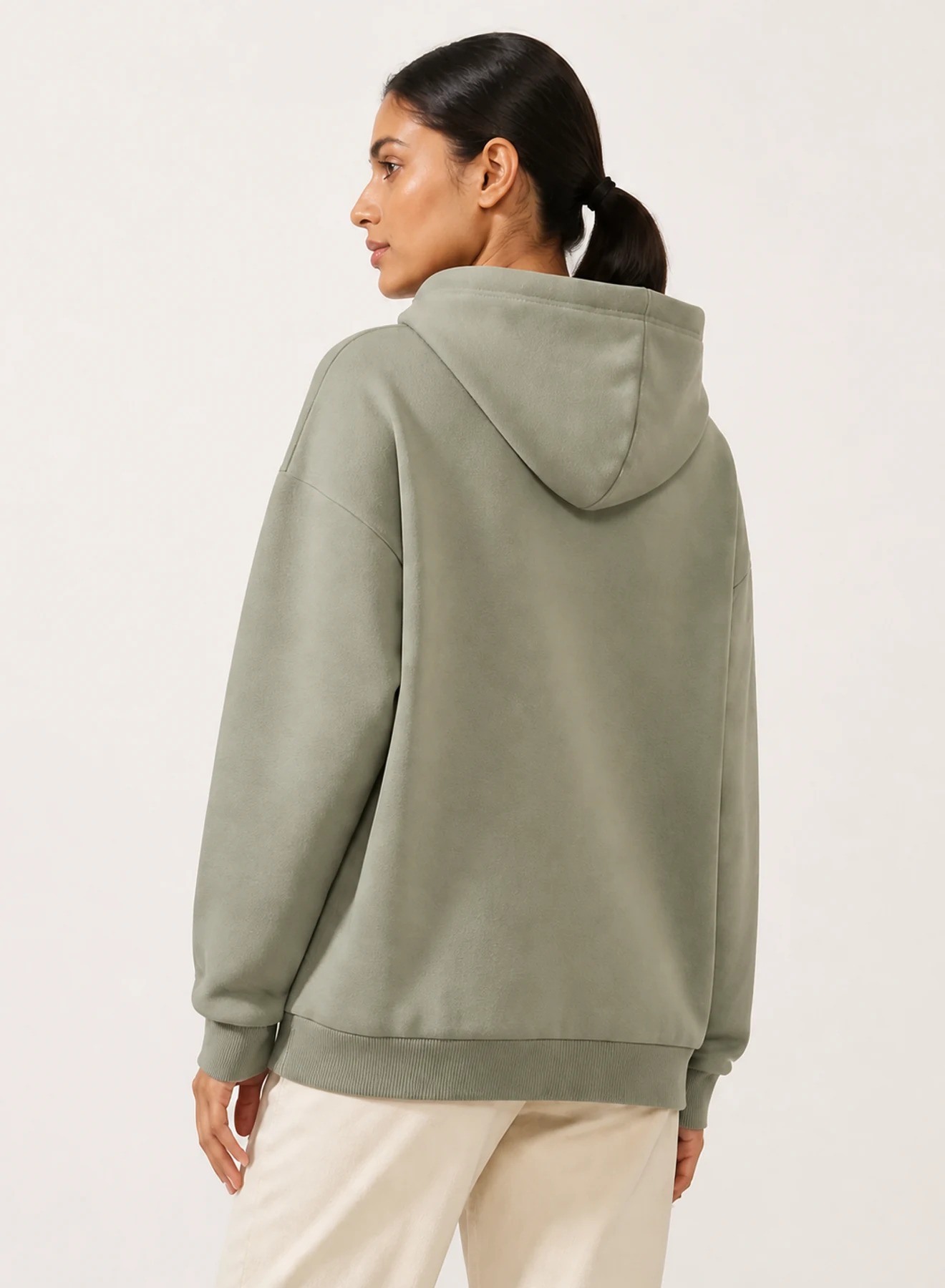 Cove Relaxed Hoodie, relaxed pullover hoodie in Muted sage, product view on a white background