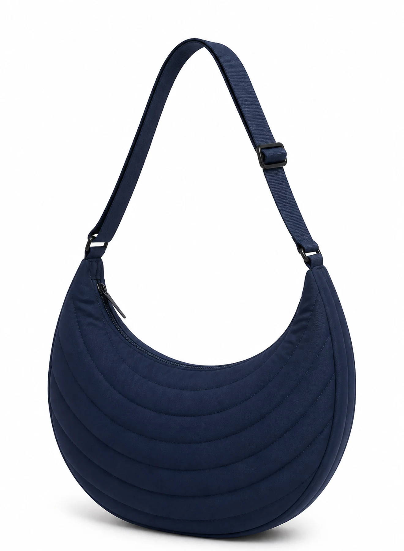 Crescent Shoulder Bag, shoulder bag in Deep navy, product view on a white background