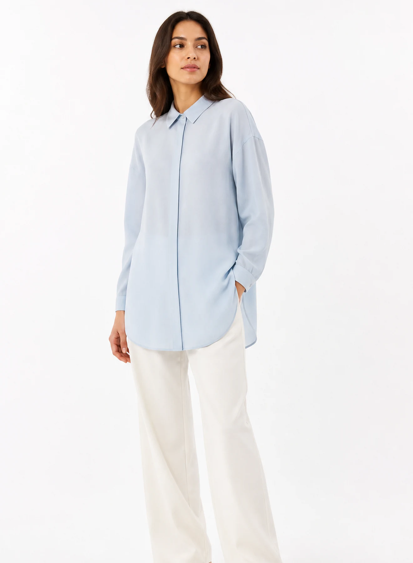 Drift Layer Shirt, lightweight overshirt in Mist blue, product view on a white background