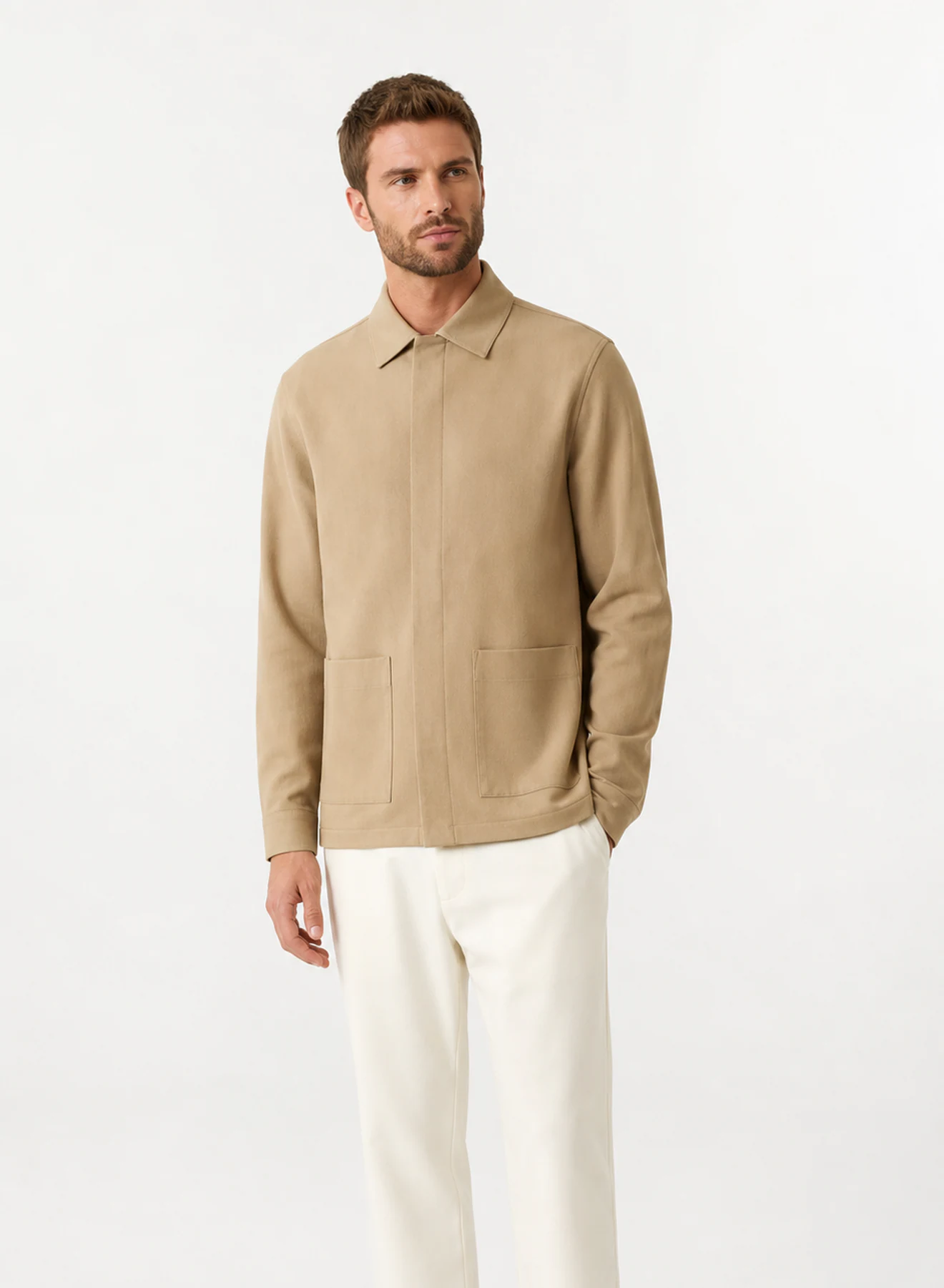 Dune Casual Overshirt, casual overshirt in Warm sand, product view on a white background