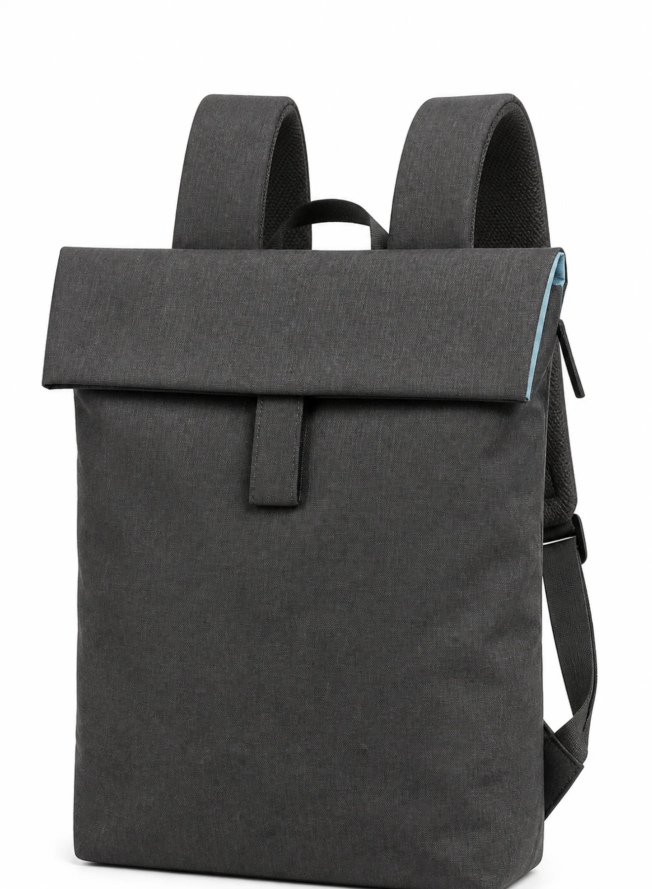 Fold-Top Day Bag, day bag in Graphite, Mist blue, product view on a white background