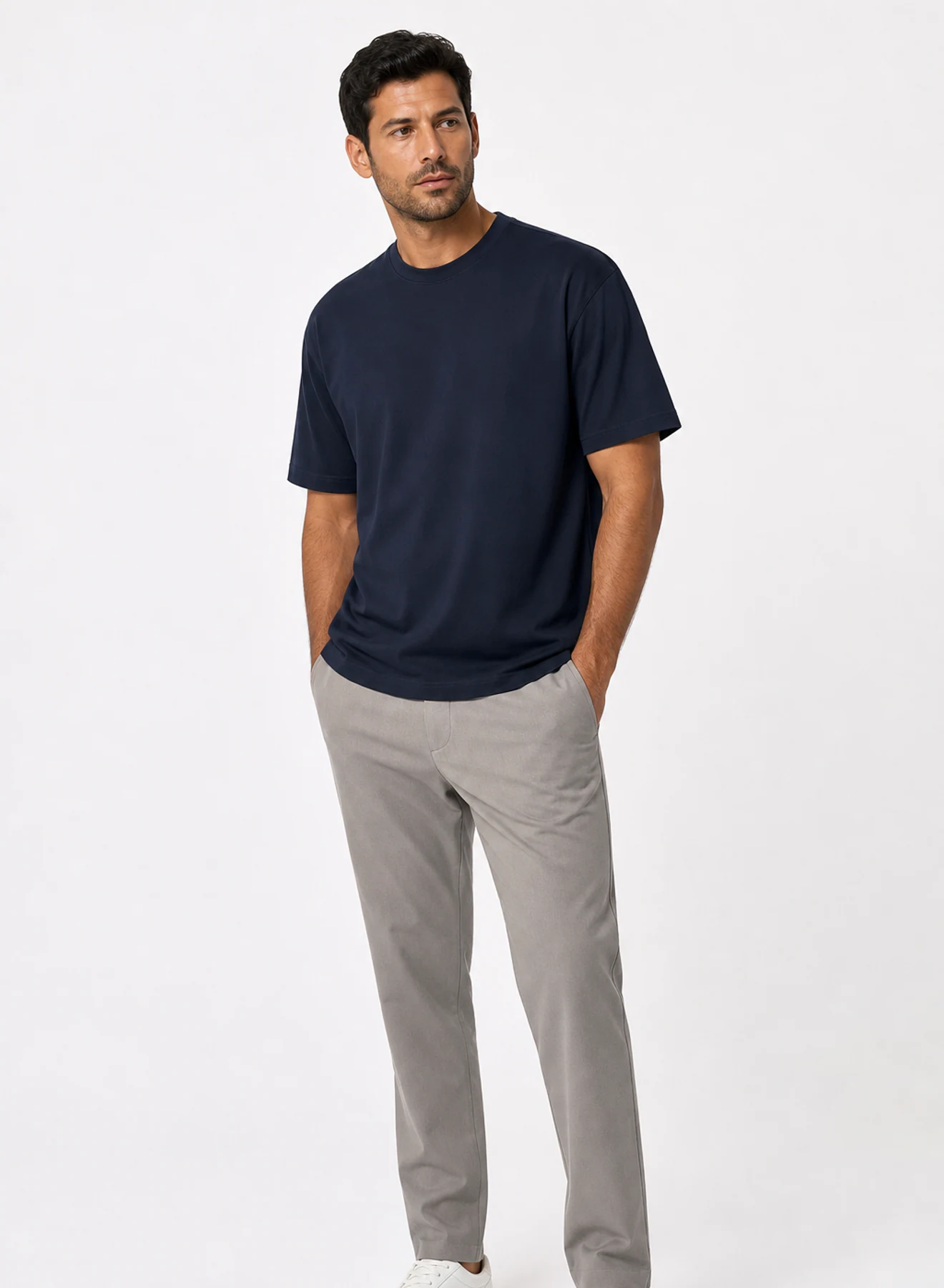 Harbour Relaxed Tee, relaxed t-shirt in Deep navy, product view on a white background