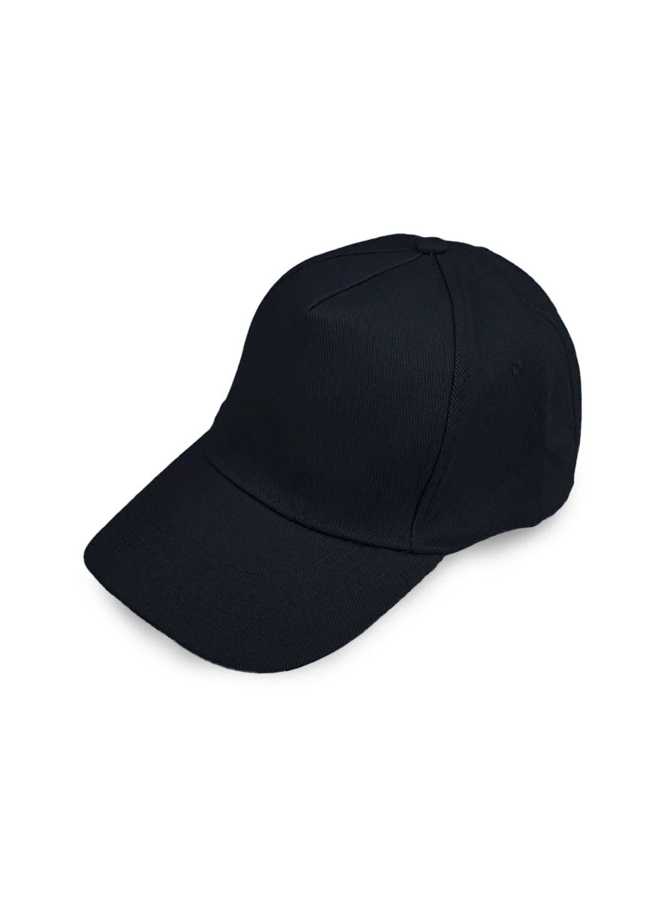 Plain Black Cotton Cap with Adjustable Buckle — main product image