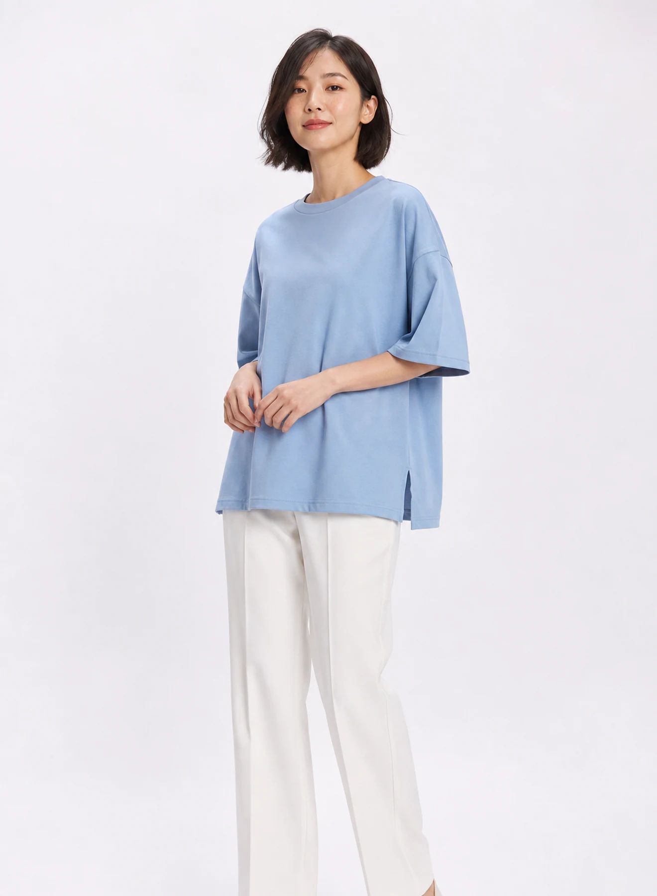 Skyline Oversized Tee, oversized t-shirt in Sky blue, product view on a white background