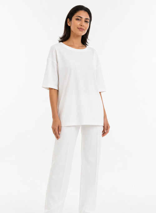 Cloudline Relaxed Tee, relaxed t-shirt in Pearl white, product view on a white background