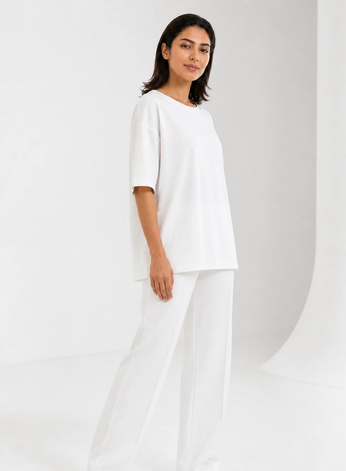 Cloudline Relaxed Tee, relaxed t-shirt shown in a complementary studio setting