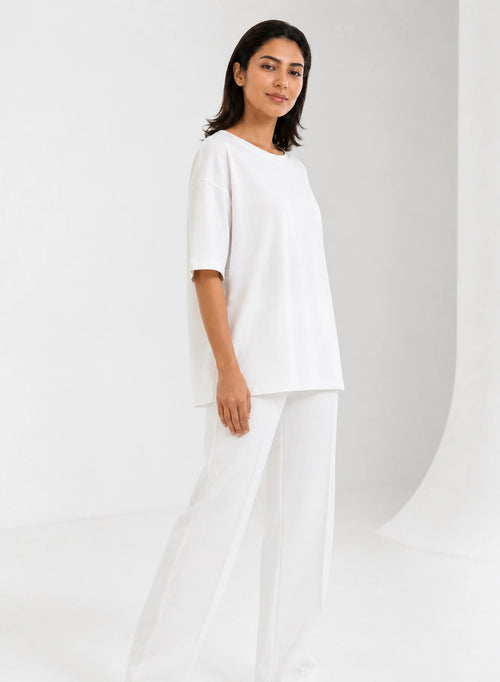 Cloudline Relaxed Tee, relaxed t-shirt shown in a complementary studio setting