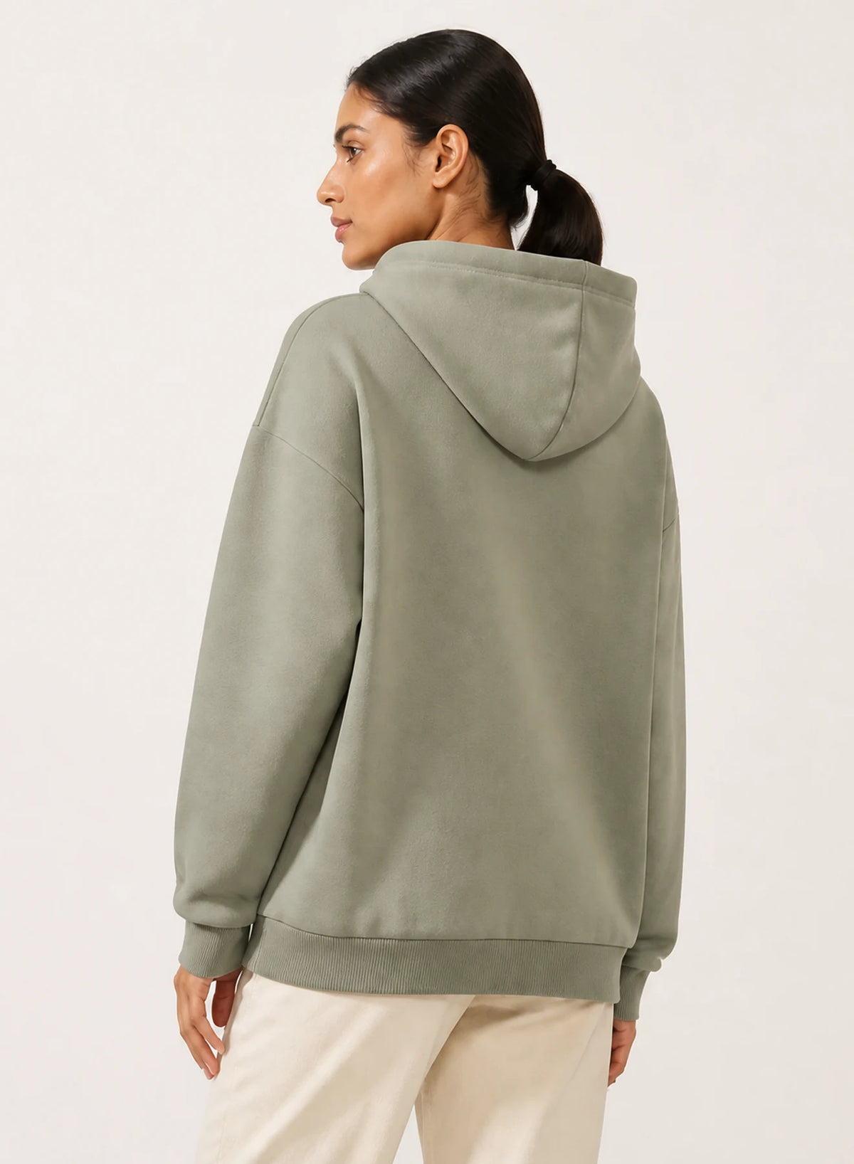 Cove Relaxed Hoodie, relaxed pullover hoodie in Muted sage, product view on a white background