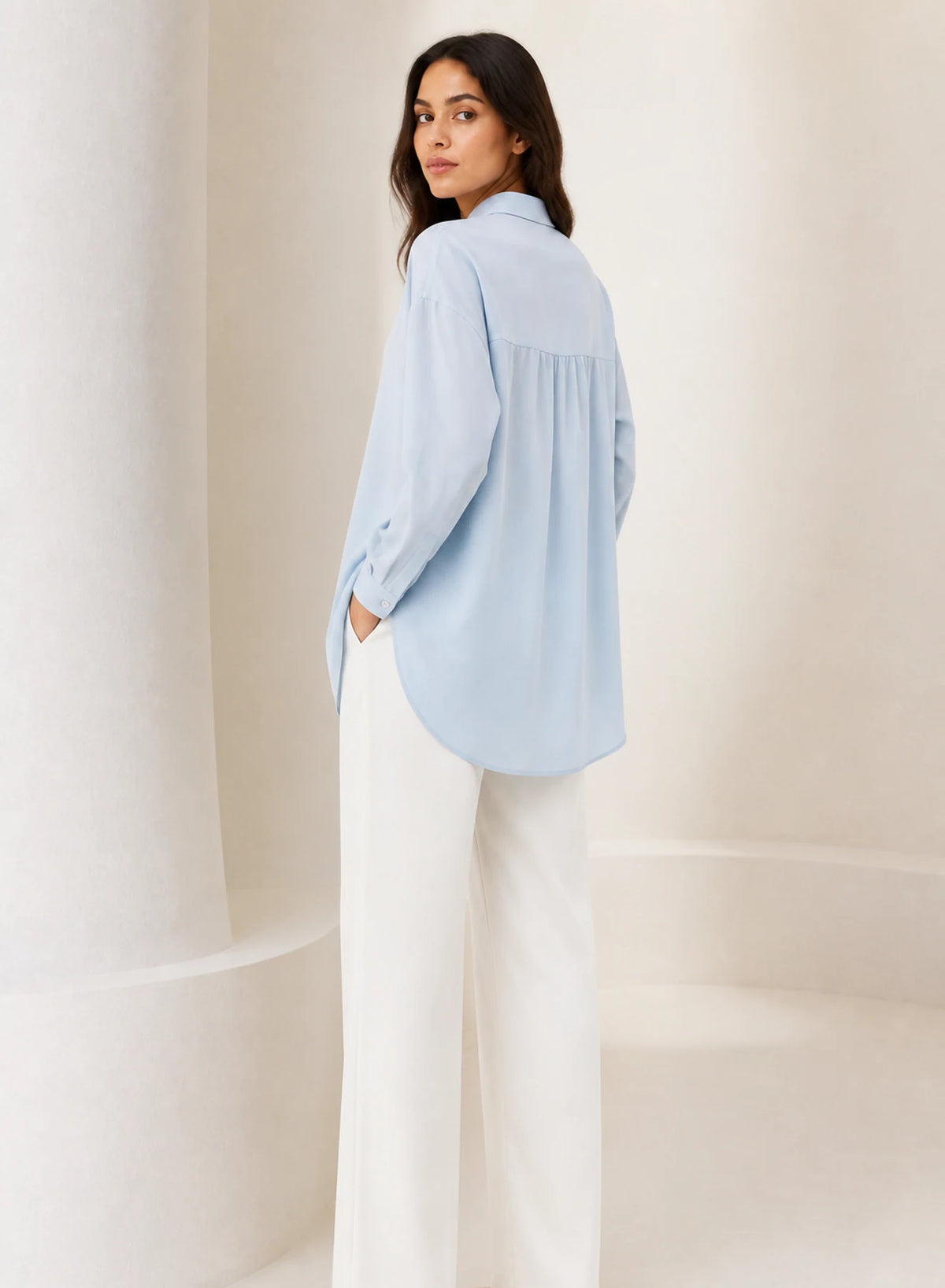 Drift Layer Shirt, lightweight overshirt shown in a complementary studio setting
