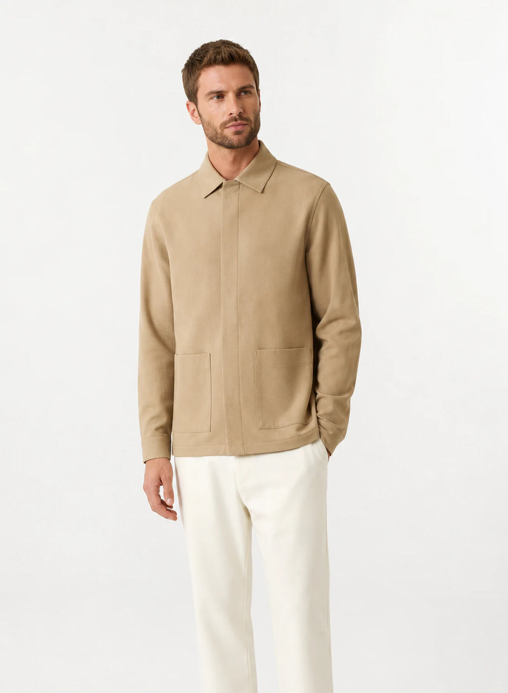 Dune Casual Overshirt, casual overshirt in Warm sand, product view on a white background
