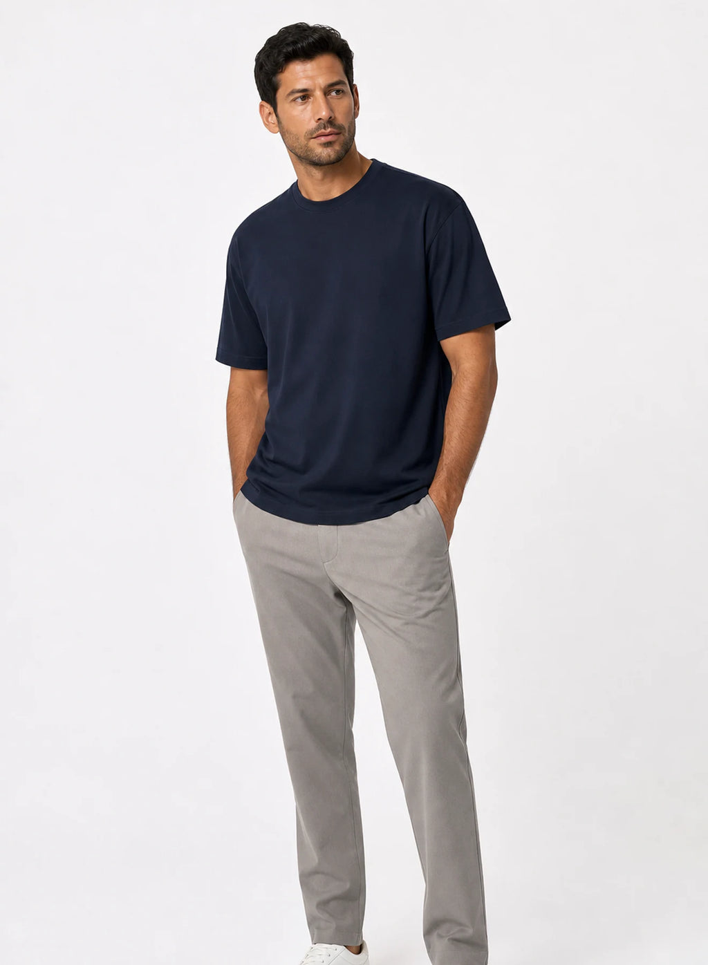 Harbour Relaxed Tee, relaxed t-shirt in Deep navy, product view on a white background