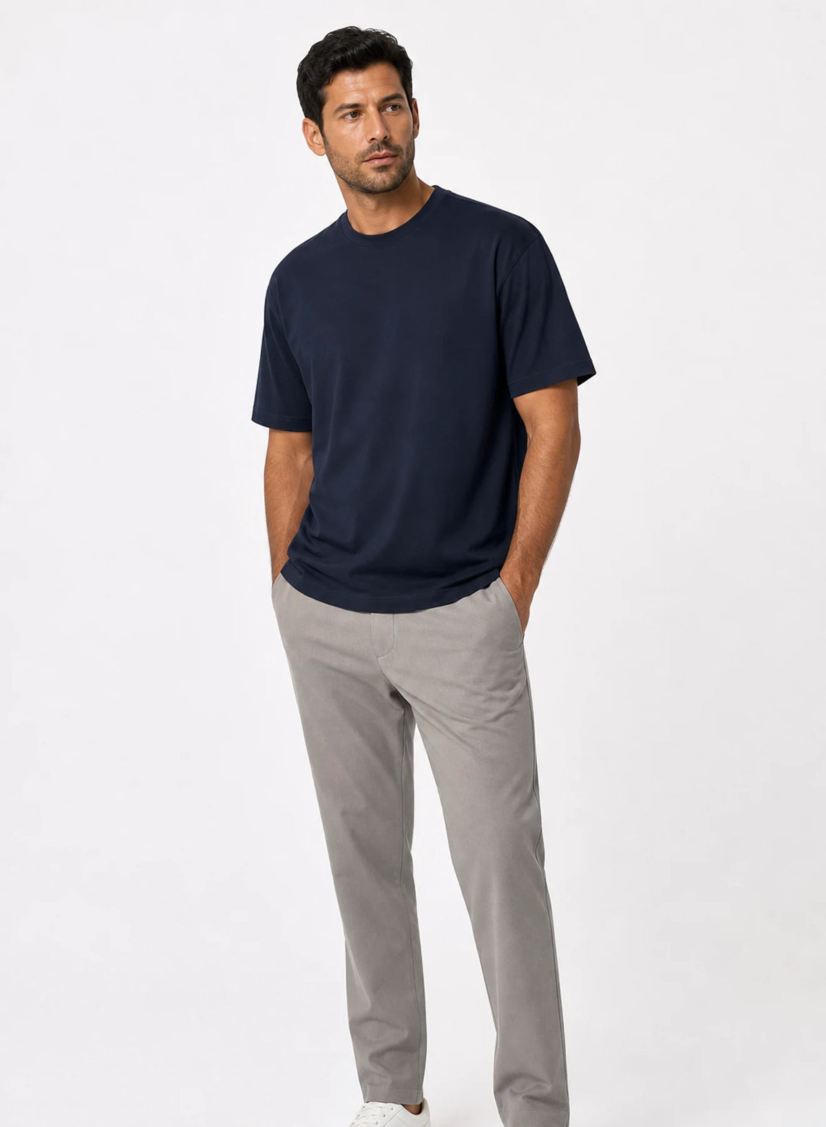 Harbour Relaxed Tee, relaxed t-shirt in Deep navy, product view on a white background