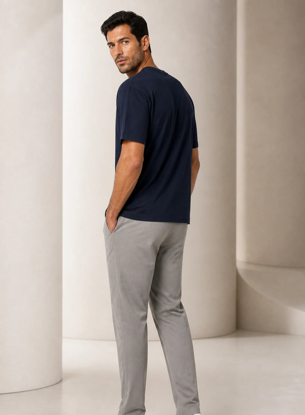 Harbour Relaxed Tee, relaxed t-shirt shown in a complementary studio setting