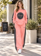 Co-ord Set Pastel Peach by Hangout in Pastel Peach — two-piece co-ord set, view 3