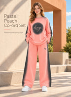 Co-ord Set Pastel Peach by Hangout in Pastel Peach — two-piece co-ord set, view 6