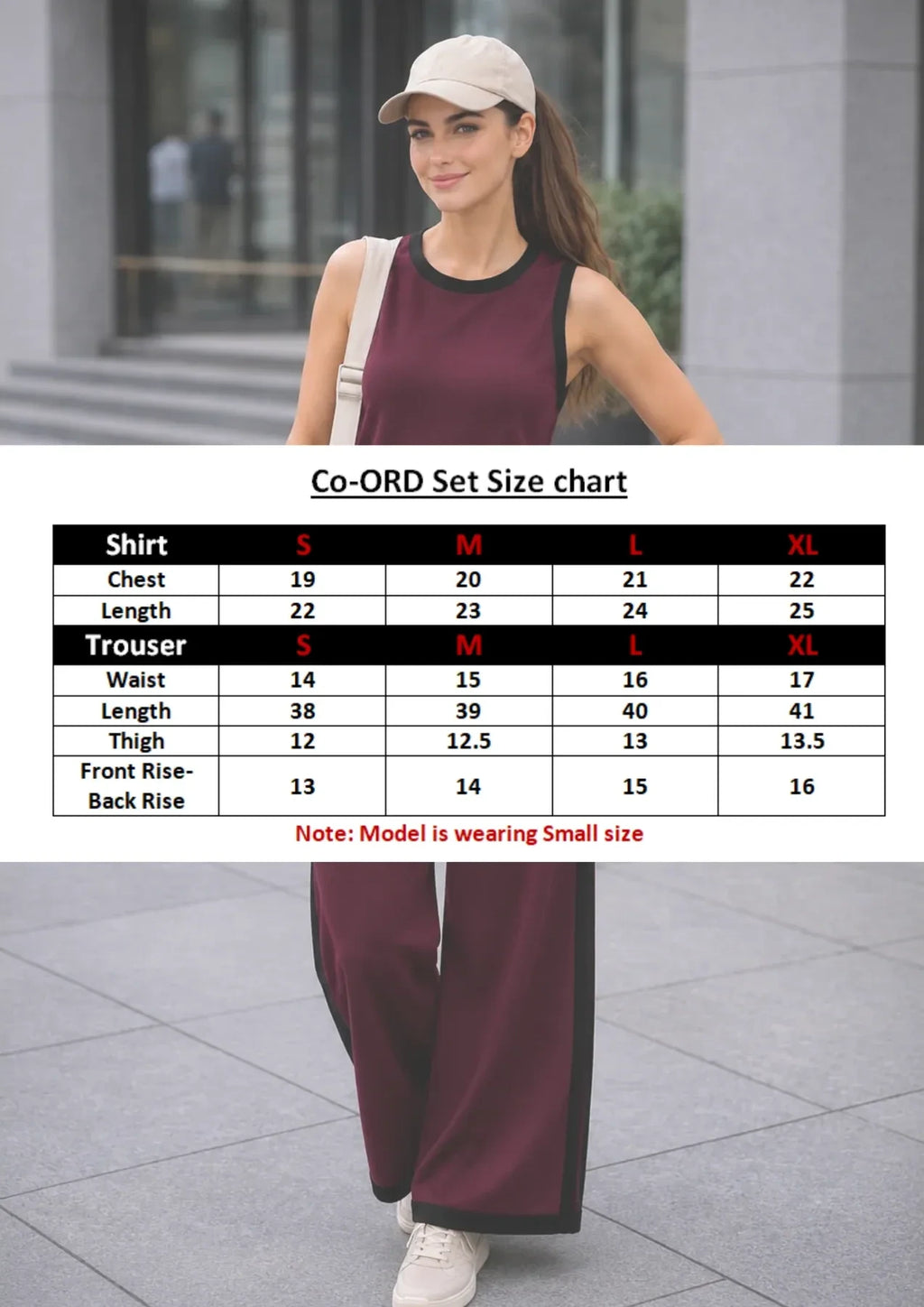 Co-ord Set Sleeveless Wine by Hangout in Wine — two-piece co-ord set, view 4