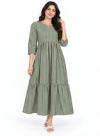 Dress Green Stripe Long Frock by Hangout in Green — long dress