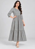 Dress Grey Stripe Long Frock by Hangout in Grey — long dress, view 3