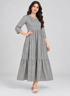 Dress Grey Stripe Long Frock by Hangout in Grey — long dress, view 3
