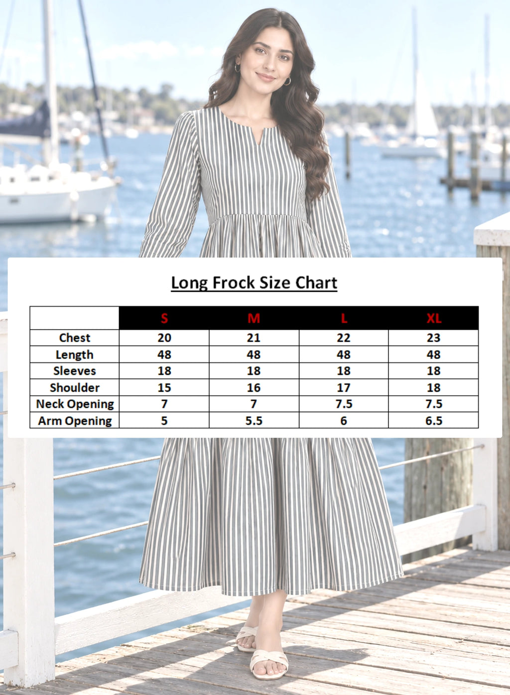 Dress Grey Stripe Long Frock by Hangout in Grey — long dress, view 4