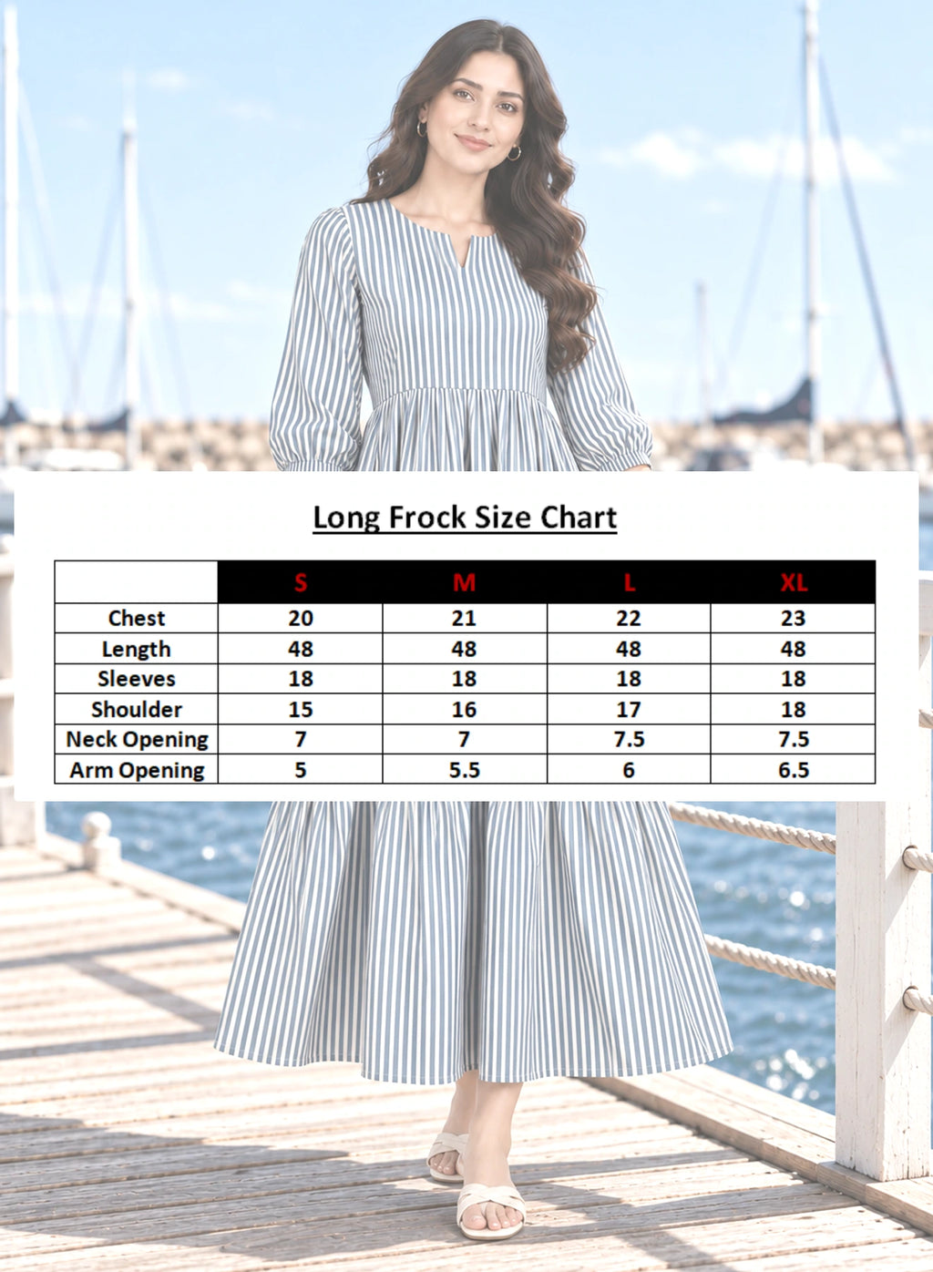 Dress Zinc Blue Stripe Long Frock by Hangout in Zinc Blue — long dress, view 4