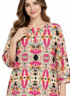 Loungewear Pink Splash by Hangout in Beige — two-piece loungewear set, view 4