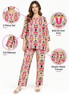 Loungewear Pink Splash by Hangout in Beige — two-piece loungewear set, view 5