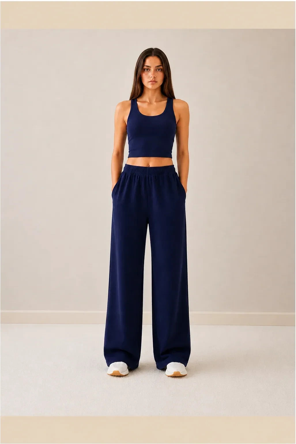 Pyjama Trousers Navy Knitted by Hangout in Navy Blue — pyjama trousers, view 3