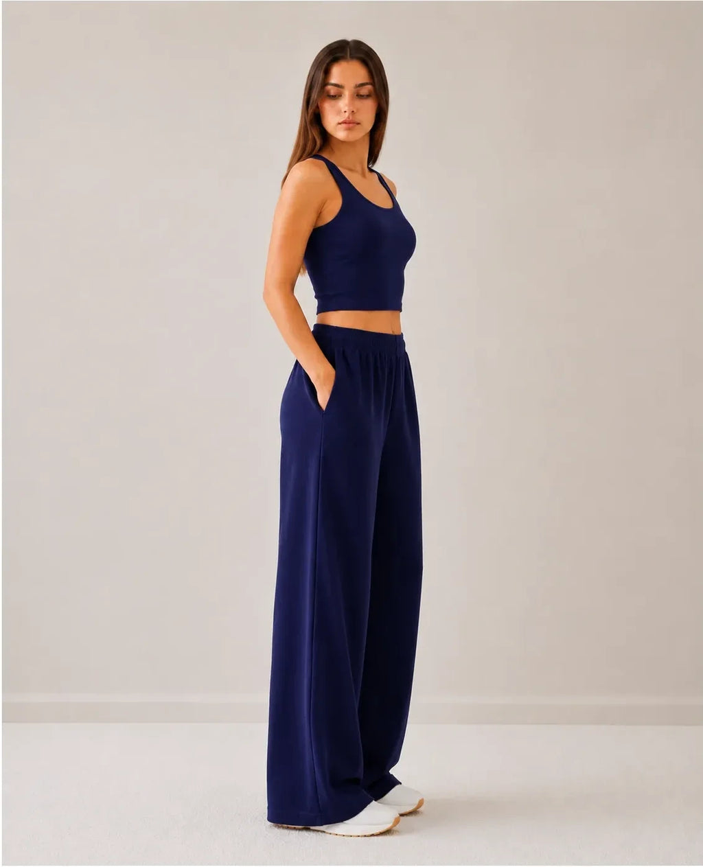 Pyjama Trousers Navy Knitted by Hangout in Navy Blue — pyjama trousers, view 5
