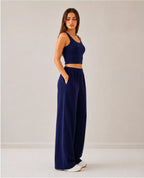 Pyjama Trousers Navy Knitted by Hangout in Navy Blue — pyjama trousers, view 5