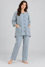 Zinc Blue Stripe Co-ord Set by Hangout in Zinc Blue — two-piece co-ord set