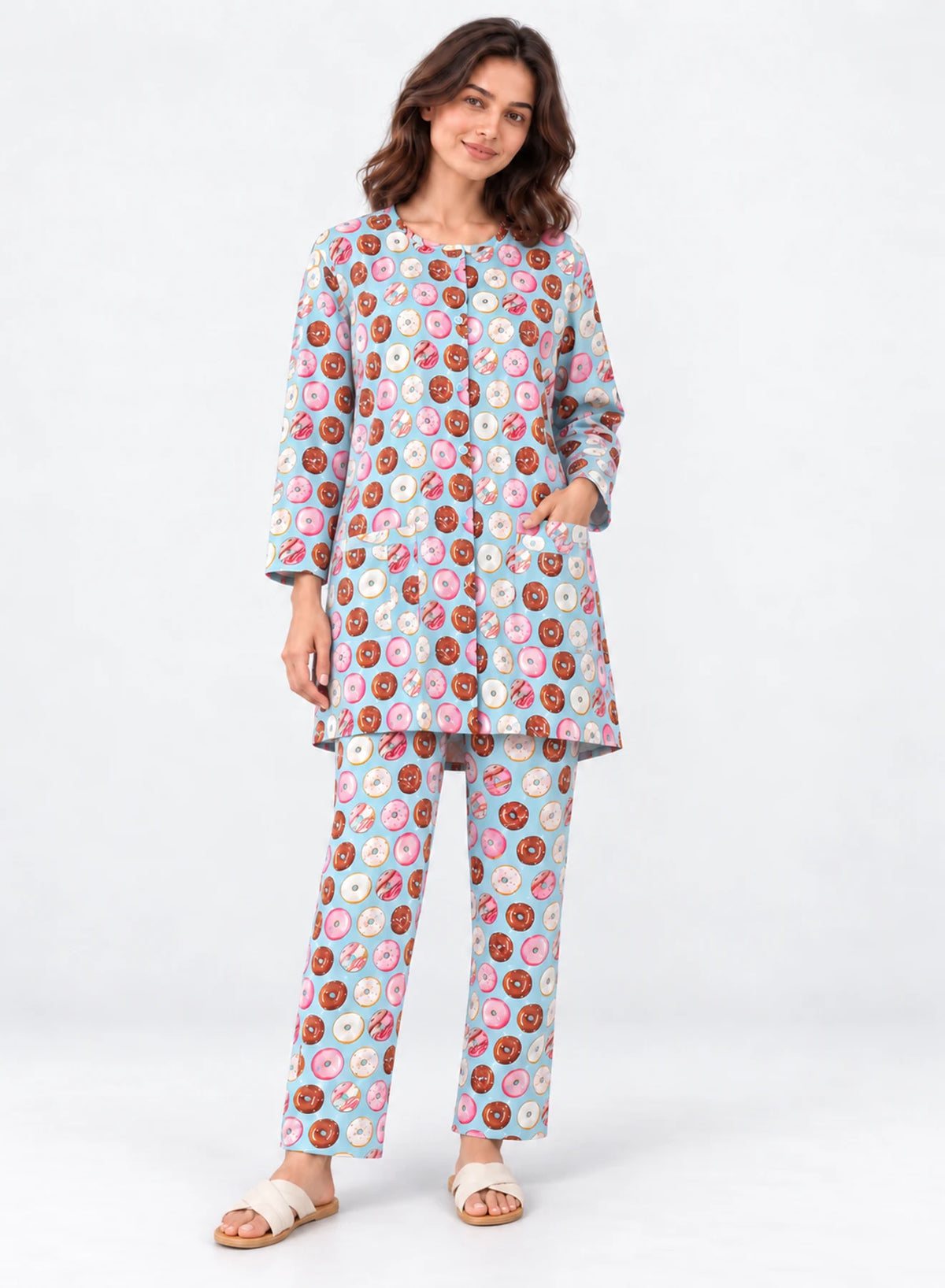 Donut Print Co-ord Set by Hangout in Sky Blue — two-piece co-ord set, view 2
