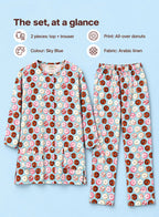 Donut Print Co-ord Set by Hangout in Sky Blue — two-piece co-ord set, view 6