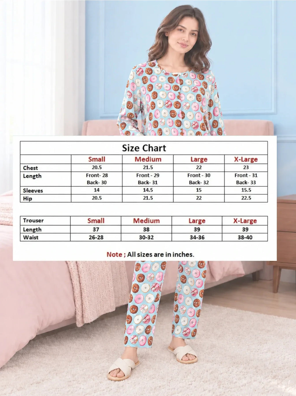 Donut Print Co-ord Set by Hangout in Sky Blue — two-piece co-ord set, view 8