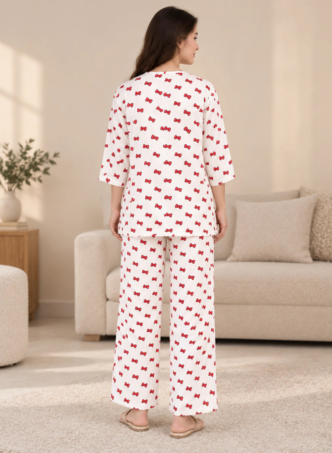Pretty Bows Print Co-ord Set by Hangout in White — two-piece co-ord set, view 4