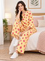 Strawberry Print Co-ord Set by Hangout in Yellow — two-piece co-ord set, view 2