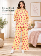Strawberry Print Co-ord Set by Hangout in Yellow — two-piece co-ord set, view 5