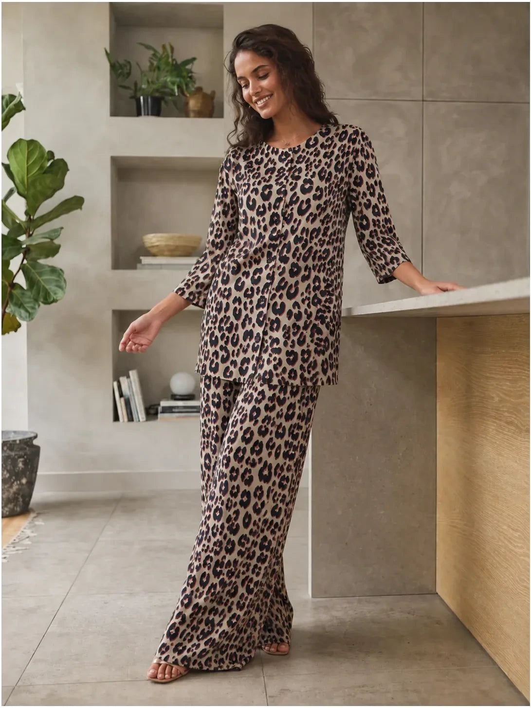 Tiger Paw Print Co-ord Set by Hangout in Brown — two-piece co-ord set, view 5