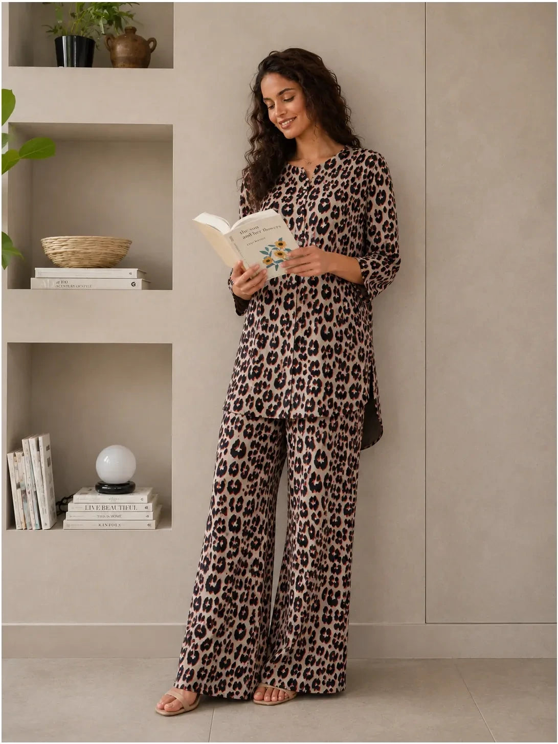 Tiger Paw Print Co-ord Set by Hangout in Brown — two-piece co-ord set, view 4