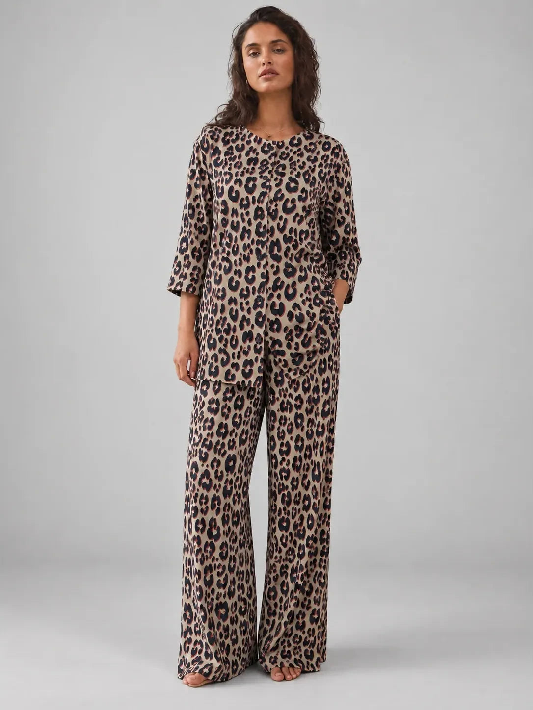 Tiger Paw Print Co-ord Set by Hangout in Brown — two-piece co-ord set