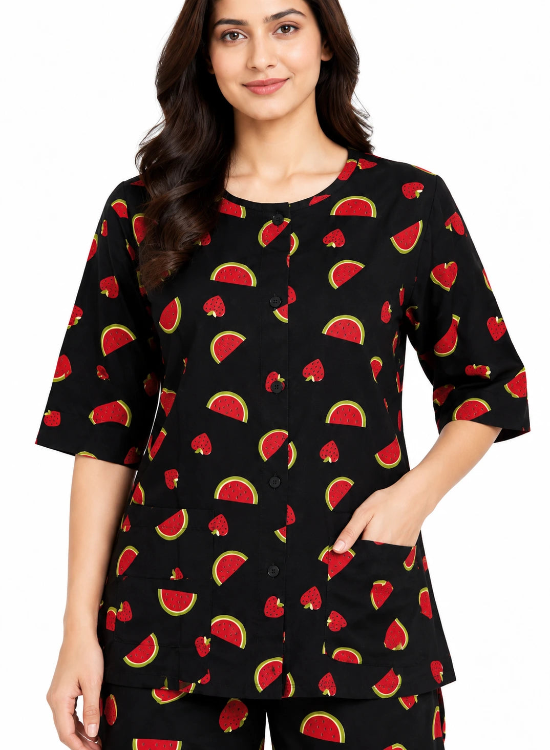 Watermelon Print Co-ord Set by Hangout in Black — two-piece co-ord set, view 4