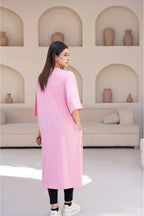 T-Shirt Strawberry Long Top by Hangout in Pink — long t-shirt, view 8