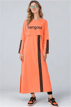 Tunic Peach Stripes Long Top by Hangout in Pastel Peach — long tunic