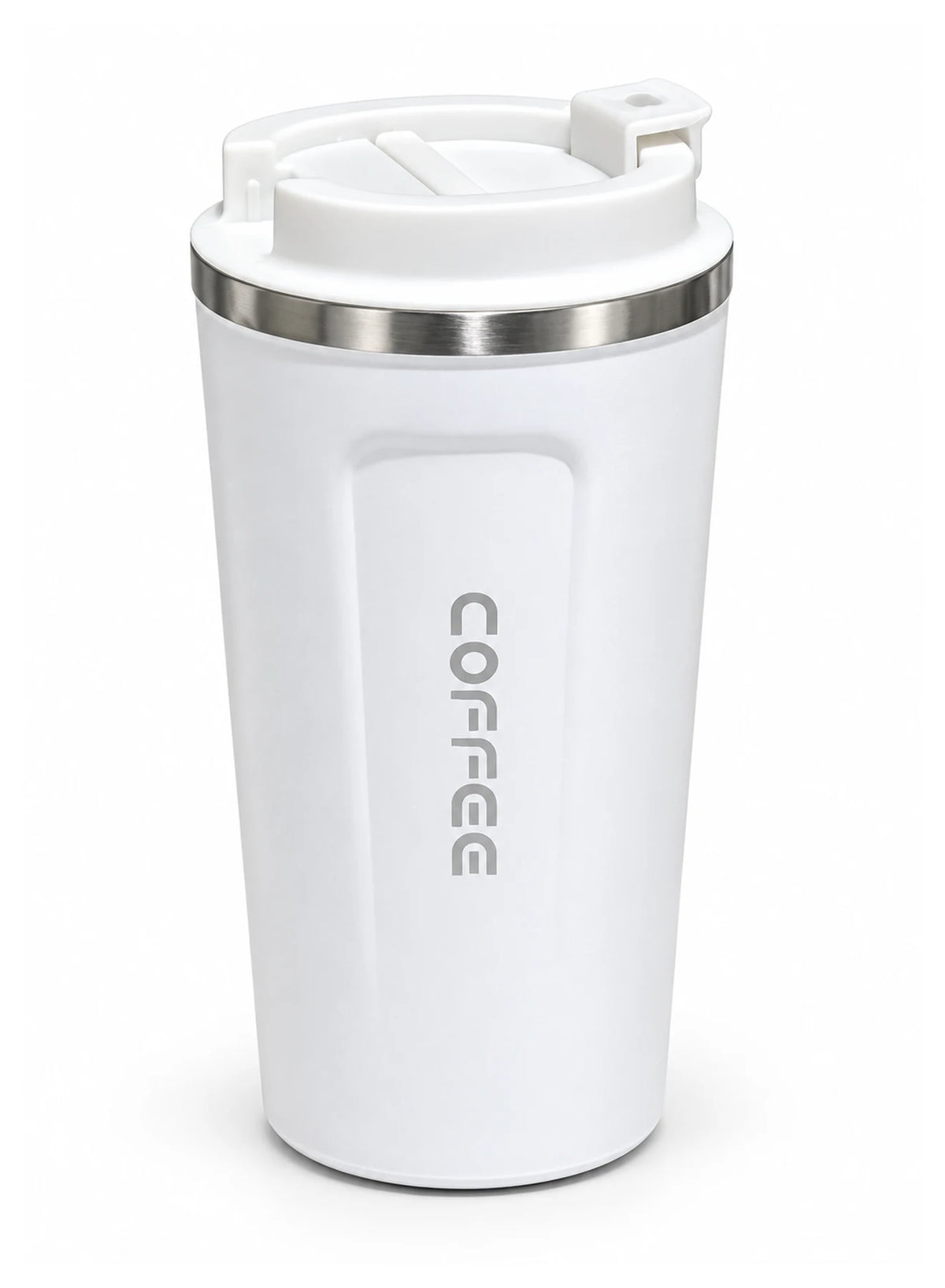 Stainless Steel Coffee Travel Mug with Flip Lid, 510 ml - White