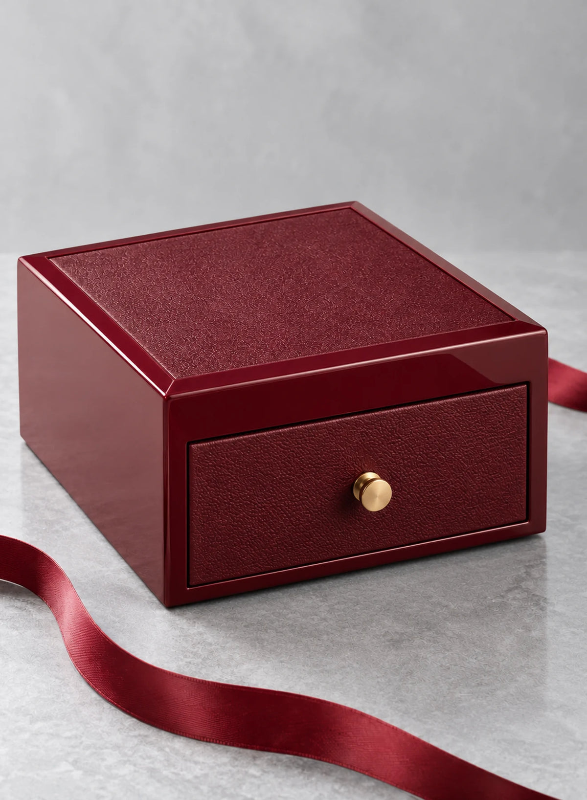 Alternate view of Keepsake Drawer Box in Burgundy, Black, Gold