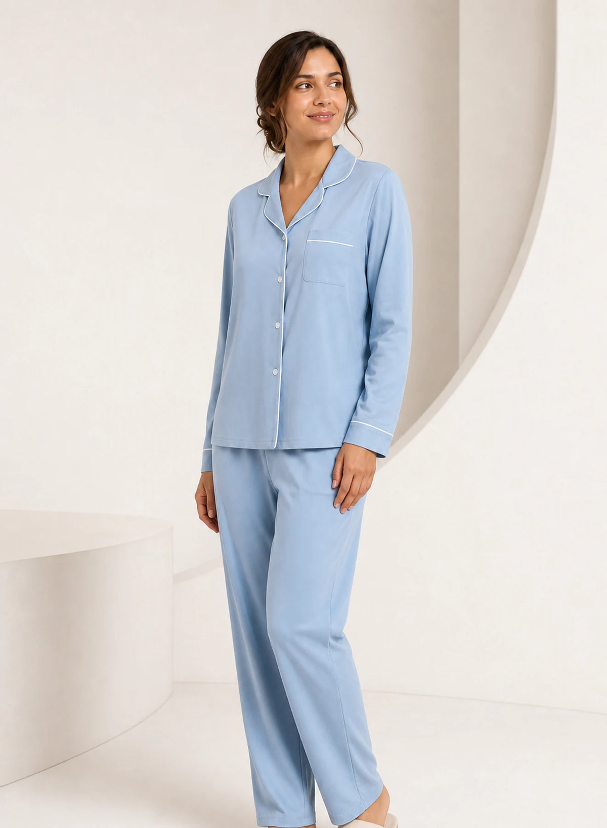 Moon Soft Night Set, two-piece nightwear set shown in a complementary studio setting