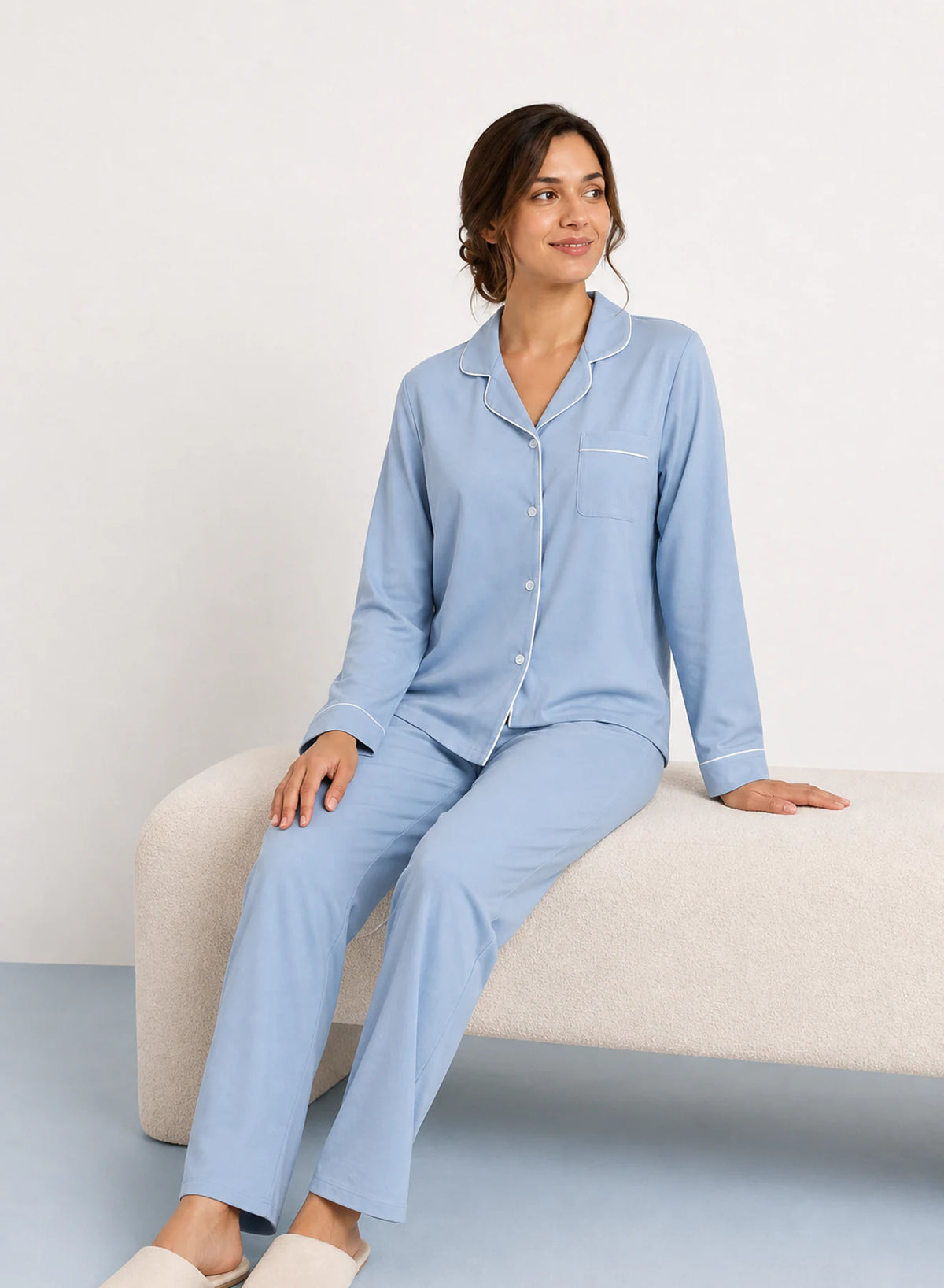 Alternate view of Moon Soft Night Set in Mist blue, Pearl white