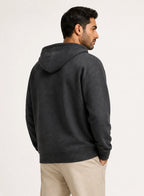 Nightfall Zip Hoodie, relaxed zip hoodie in Charcoal, product view on a white background