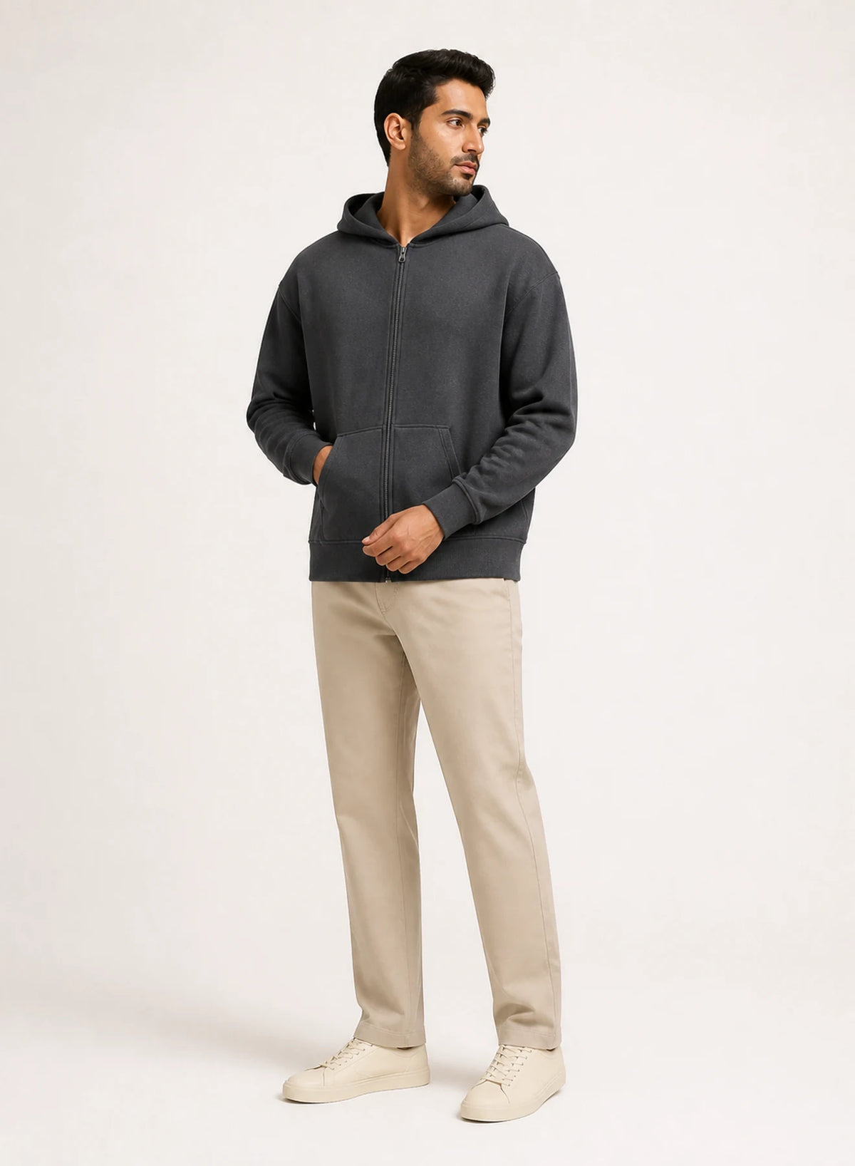 Alternate view of Nightfall Zip Hoodie in Charcoal