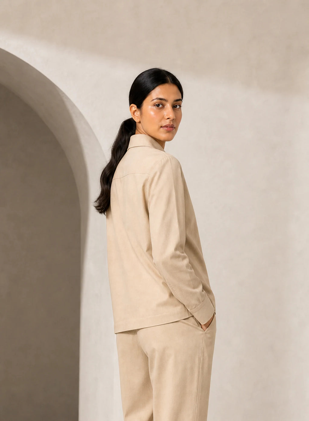 Sandbar Co-ord Set, two-piece co-ord shown in a complementary studio setting